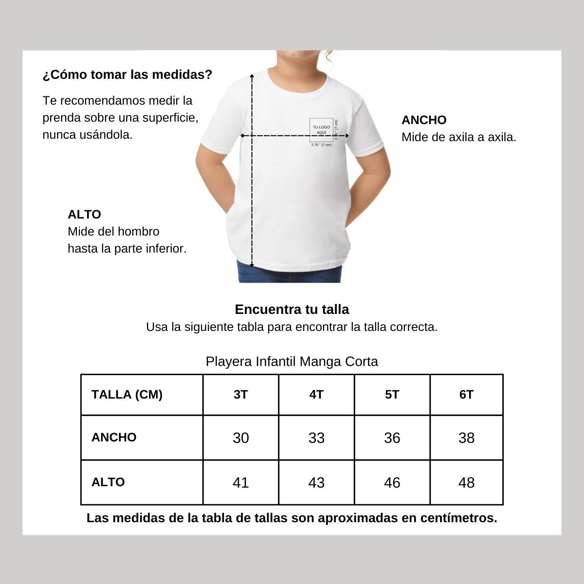 Playera Manga Corta Infantil Blanco Personalizable Escudo