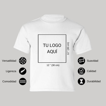 Playera Manga Corta Infantil Blanco Personalizable Logo