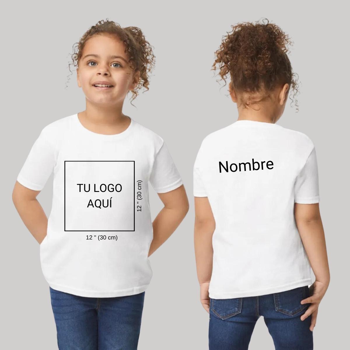 Playera Manga Corta Infantil Blanco Personalizable Logo