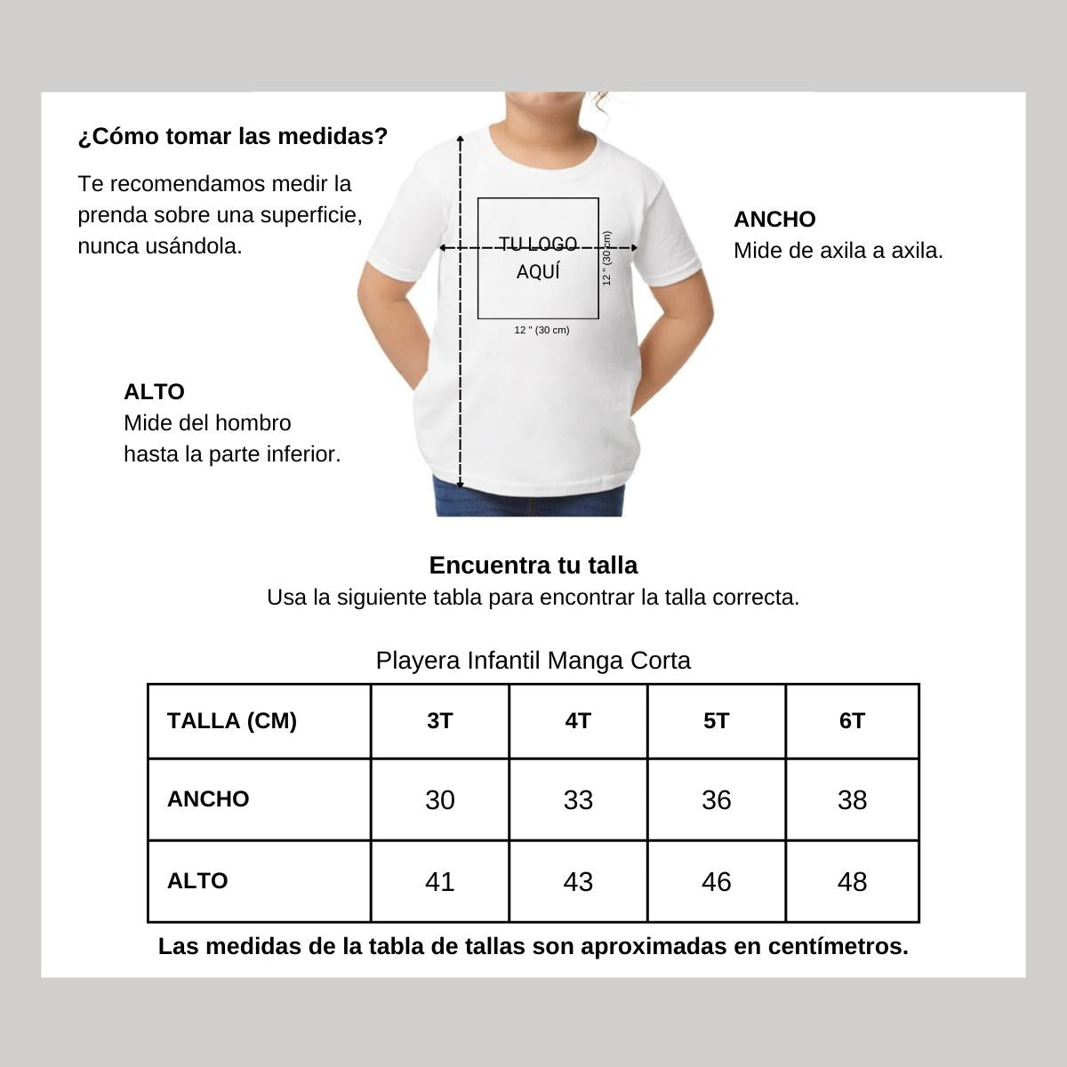 Playera Manga Corta Infantil Blanco Personalizable Logo