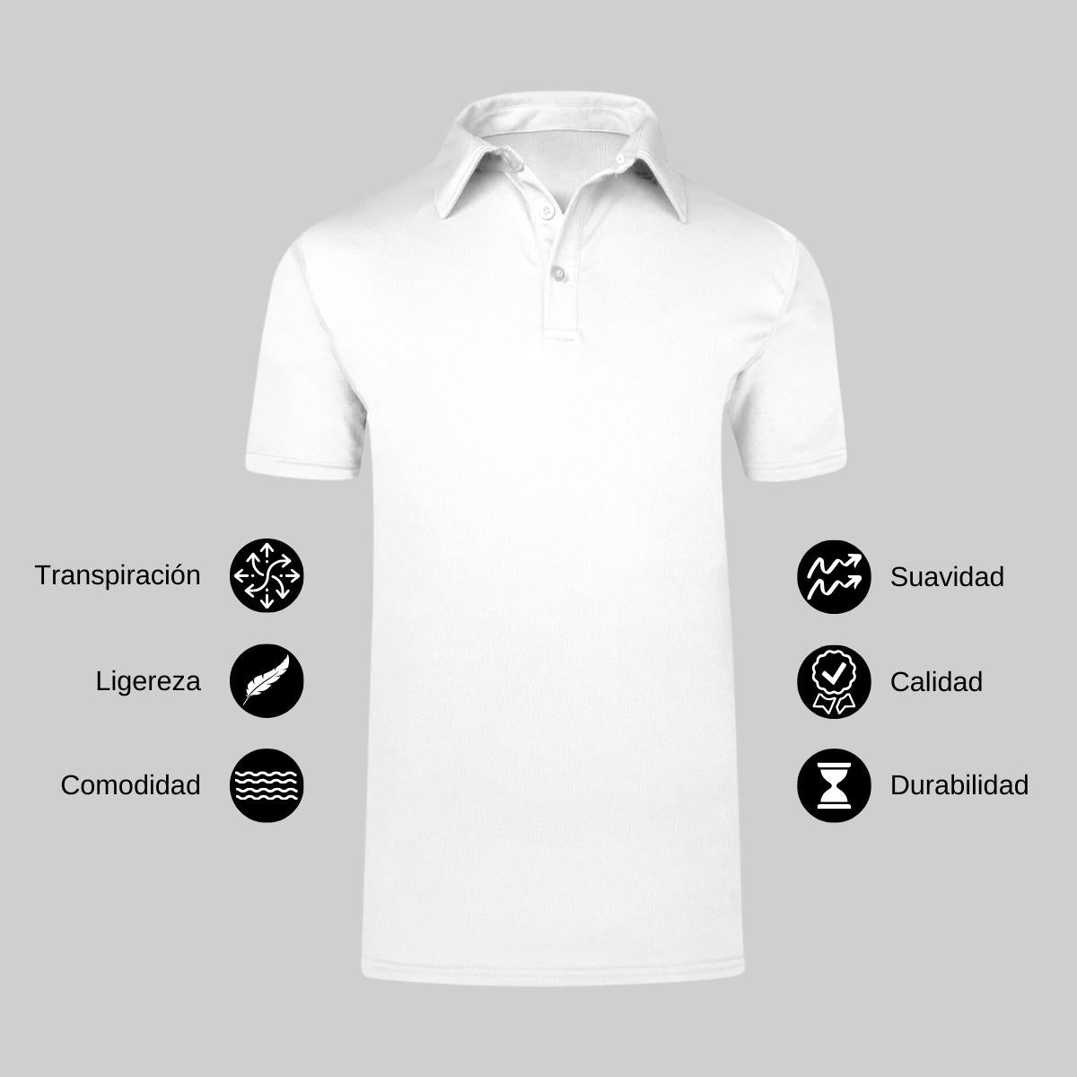 Playera Tipo Polo Hombre Manga Corta Blanco Personalizable