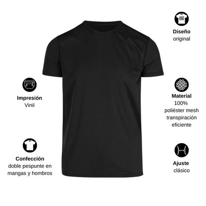 Playera Transpirable Hombre Manga Corta Negra