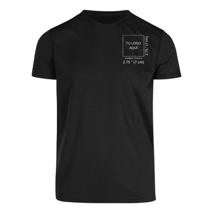 Playera Transpirable Hombre Manga Corta Negra Escudo