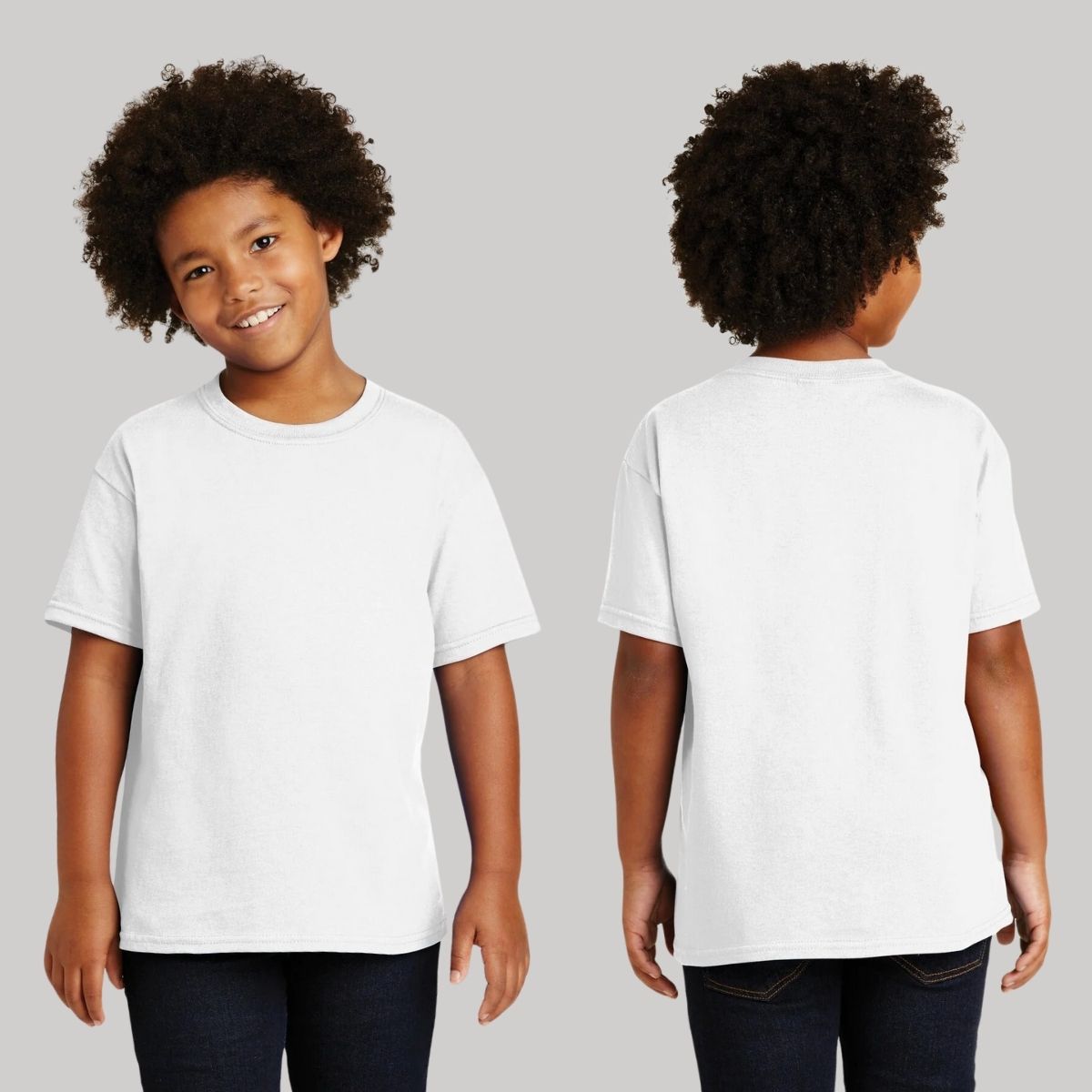 Playera Blanca Cuello Redondo Manga Corta Para Niño y Niña