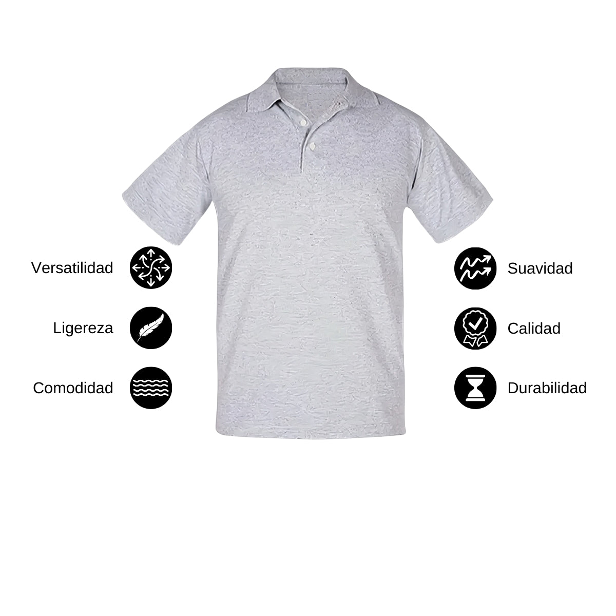 Playera Tipo Polo Piqué Hombre Manga Corta Gris Optima